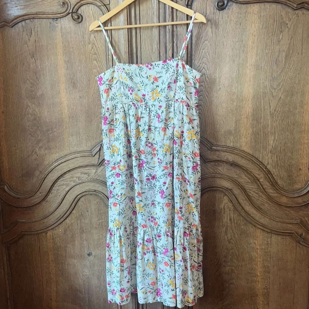 NEW Chelsea & Violet beige pink floral sleeveless linen blend dress - Picture 13 of 14